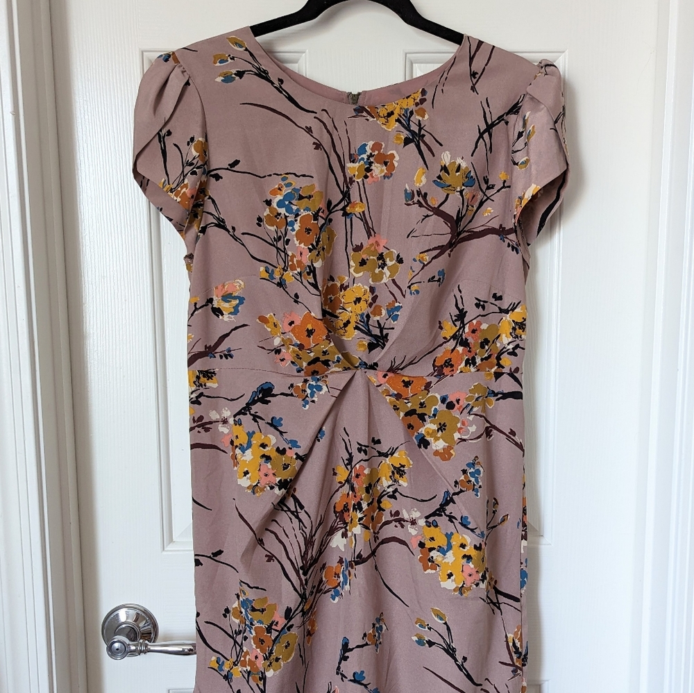 Darling Pencil Dress Flowers on Taupe Fall Fashion